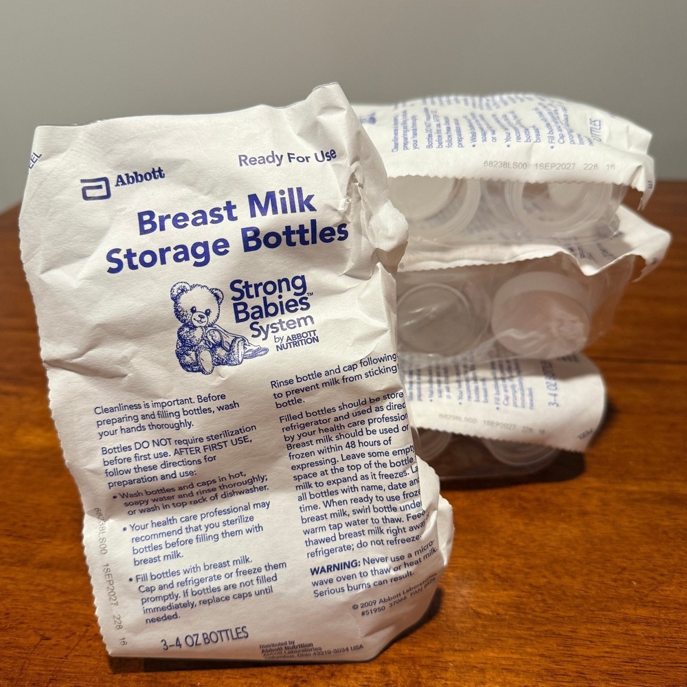 LOT Abbott Strong Babies System Breast Milk Storage Bottles 4oz Clear 12 Count